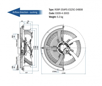 Ventilator axial de aspiratie Hidria R09P-35APS, Ø 350 mm